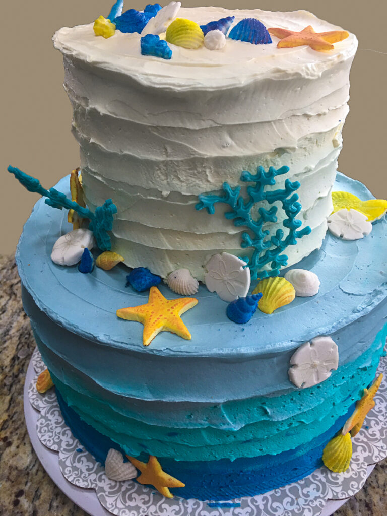 decorated custom cake design ombre sea theme party shower